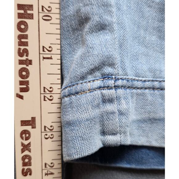 Free People Womens Small Blue Jean Denim Jumpsuit Romper Pockets Belt Go West - Picture 7 of 16